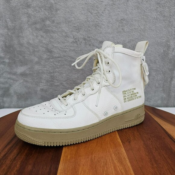 Nike Mens SF Air Force 1 Mid Top Sneakers Shoes 7.5 Ivory Olive 917753-101 2017 - Picture 1 of 14